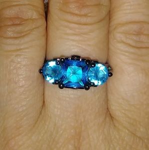 BLACK RHODIUM AQUAMARINE RING